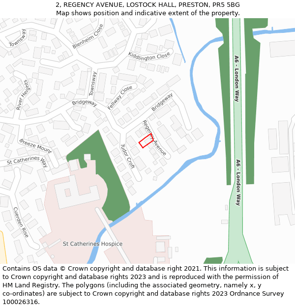 2, REGENCY AVENUE, LOSTOCK HALL, PRESTON, PR5 5BG: Location map and indicative extent of plot