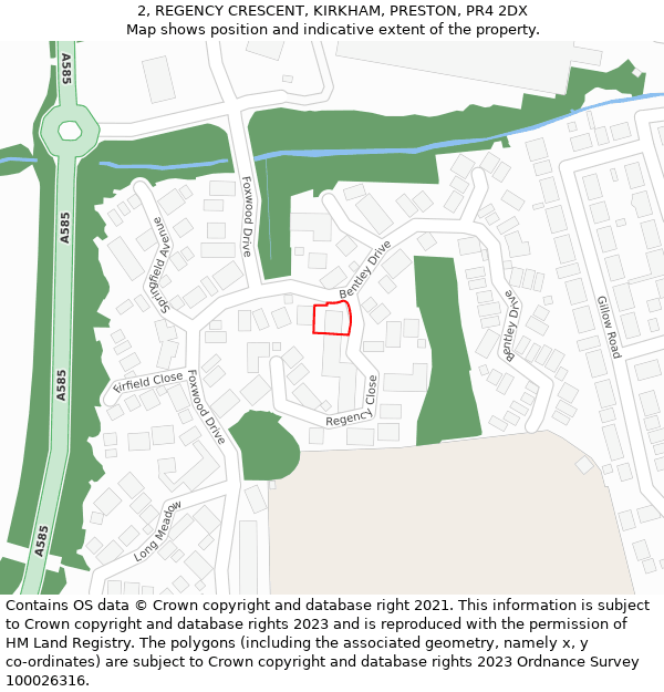 2, REGENCY CRESCENT, KIRKHAM, PRESTON, PR4 2DX: Location map and indicative extent of plot