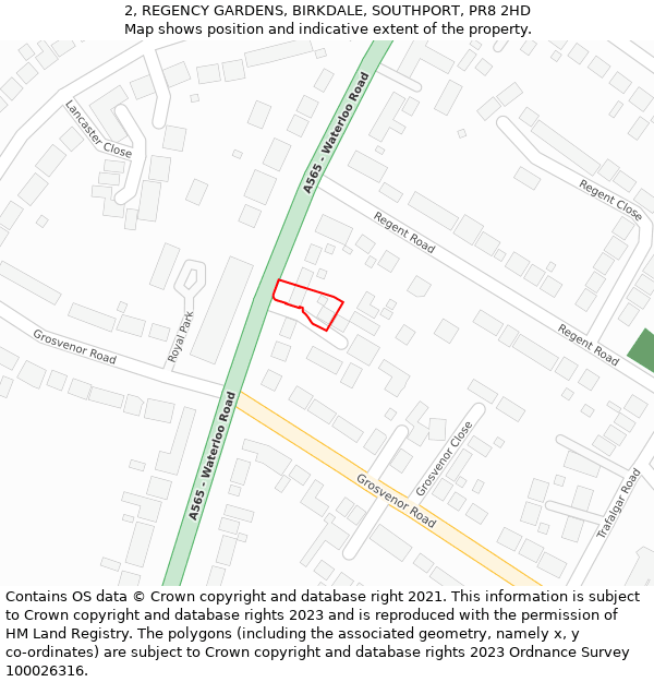 2, REGENCY GARDENS, BIRKDALE, SOUTHPORT, PR8 2HD: Location map and indicative extent of plot