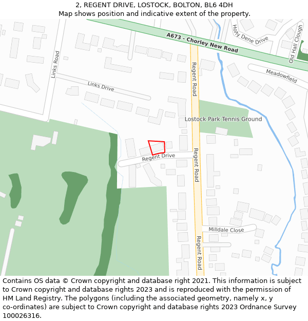 2, REGENT DRIVE, LOSTOCK, BOLTON, BL6 4DH: Location map and indicative extent of plot