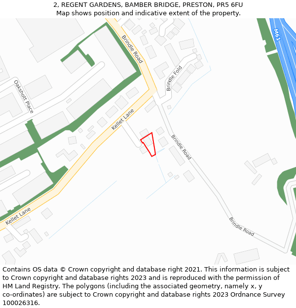 2, REGENT GARDENS, BAMBER BRIDGE, PRESTON, PR5 6FU: Location map and indicative extent of plot