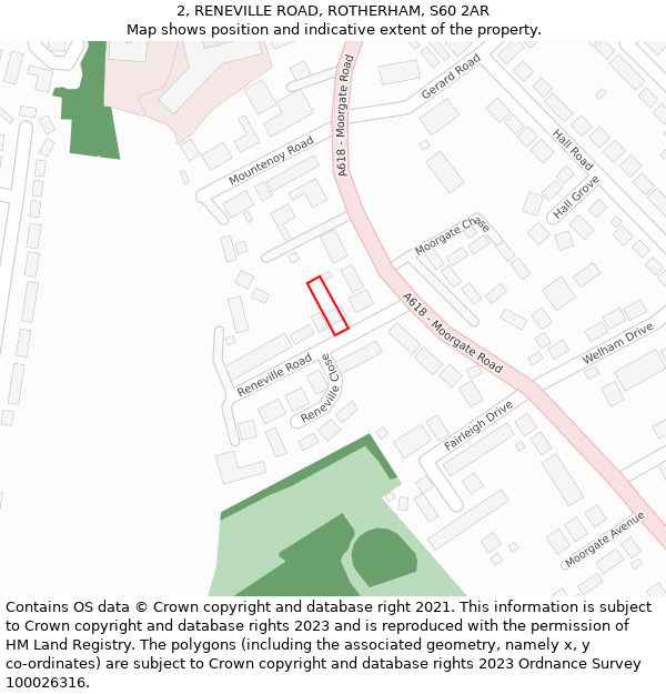 2, RENEVILLE ROAD, ROTHERHAM, S60 2AR: Location map and indicative extent of plot