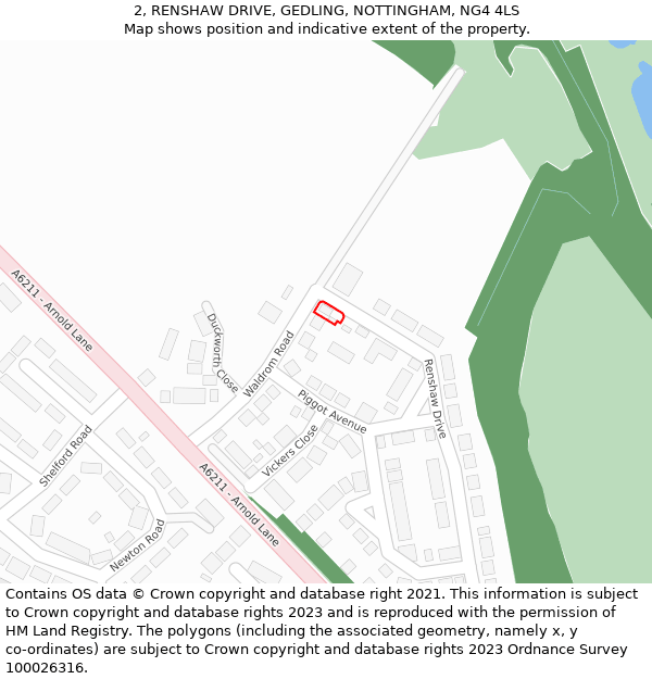 2, RENSHAW DRIVE, GEDLING, NOTTINGHAM, NG4 4LS: Location map and indicative extent of plot