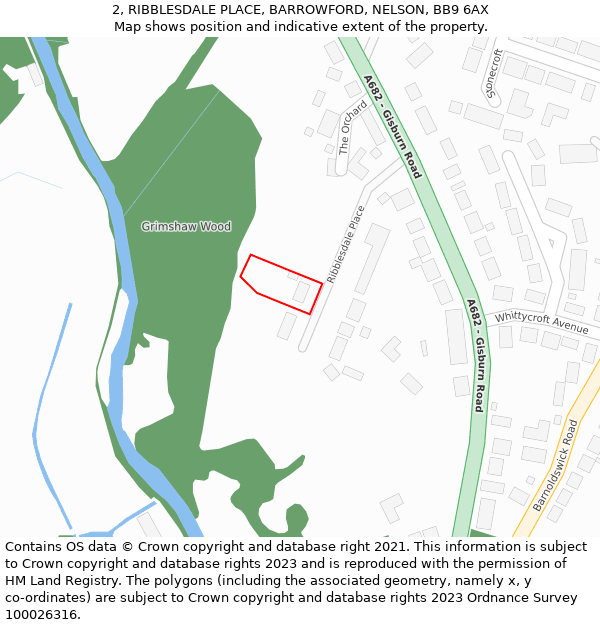 2, RIBBLESDALE PLACE, BARROWFORD, NELSON, BB9 6AX: Location map and indicative extent of plot