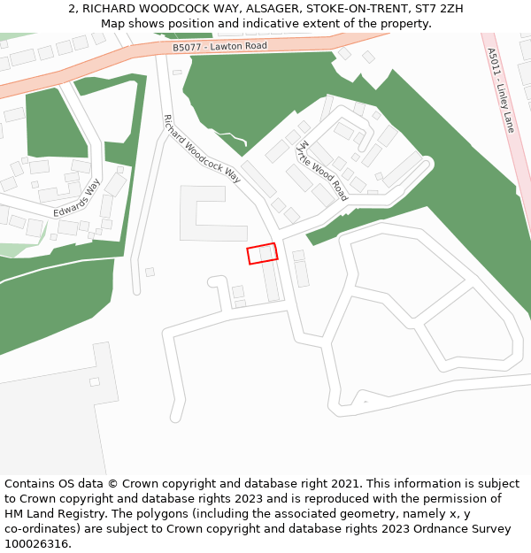 2, RICHARD WOODCOCK WAY, ALSAGER, STOKE-ON-TRENT, ST7 2ZH: Location map and indicative extent of plot