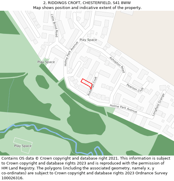 2, RIDDINGS CROFT, CHESTERFIELD, S41 8WW: Location map and indicative extent of plot