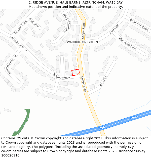 2, RIDGE AVENUE, HALE BARNS, ALTRINCHAM, WA15 0AY: Location map and indicative extent of plot