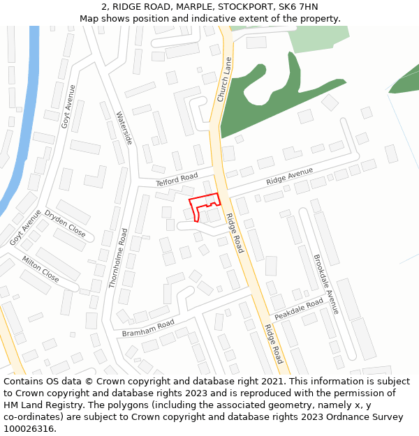 2, RIDGE ROAD, MARPLE, STOCKPORT, SK6 7HN: Location map and indicative extent of plot