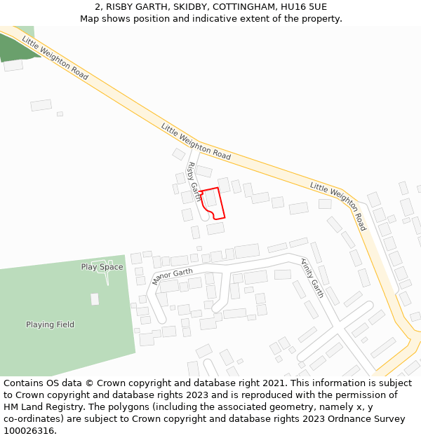2, RISBY GARTH, SKIDBY, COTTINGHAM, HU16 5UE: Location map and indicative extent of plot