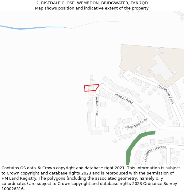 2, RISEDALE CLOSE, WEMBDON, BRIDGWATER, TA6 7QD: Location map and indicative extent of plot