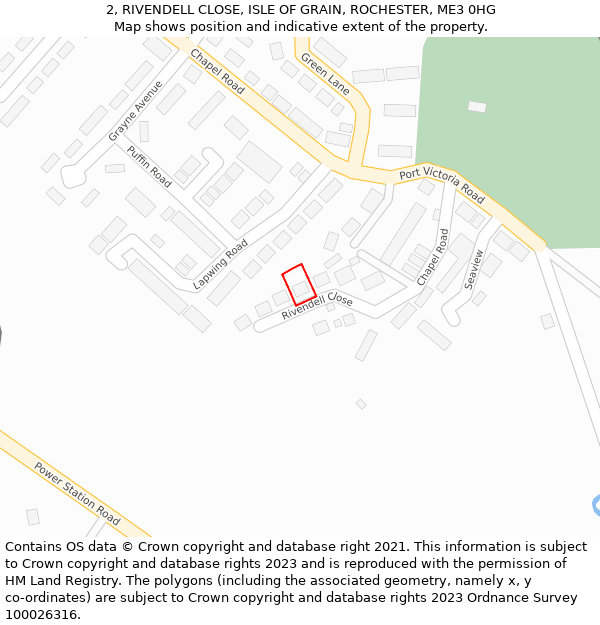 2, RIVENDELL CLOSE, ISLE OF GRAIN, ROCHESTER, ME3 0HG: Location map and indicative extent of plot