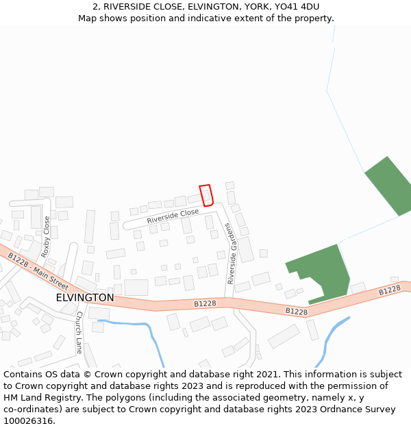 2, RIVERSIDE CLOSE, ELVINGTON, YORK, YO41 4DU: Location map and indicative extent of plot