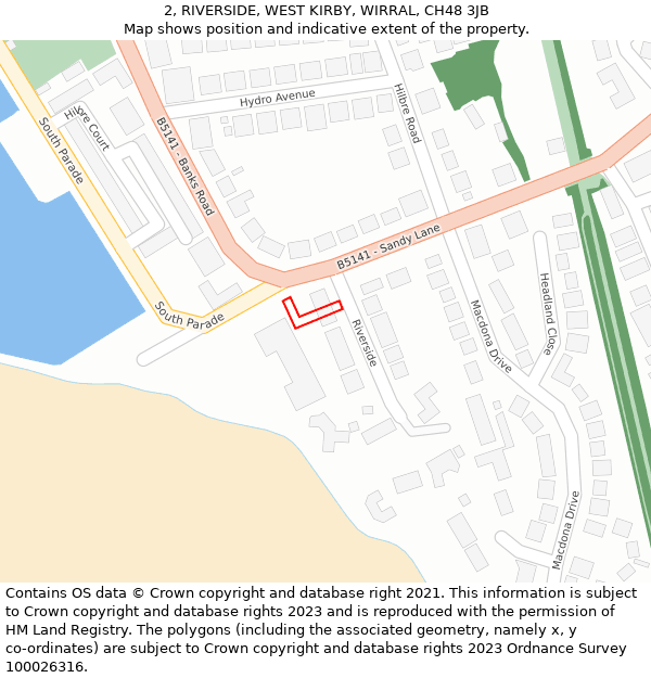 2, RIVERSIDE, WEST KIRBY, WIRRAL, CH48 3JB: Location map and indicative extent of plot