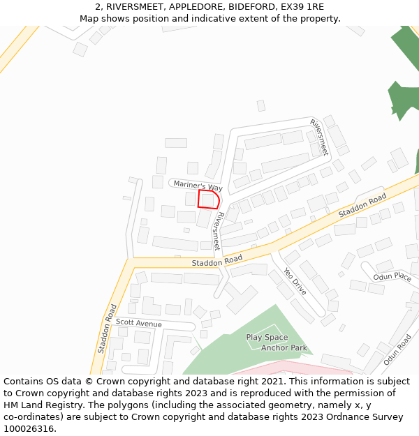2, RIVERSMEET, APPLEDORE, BIDEFORD, EX39 1RE: Location map and indicative extent of plot
