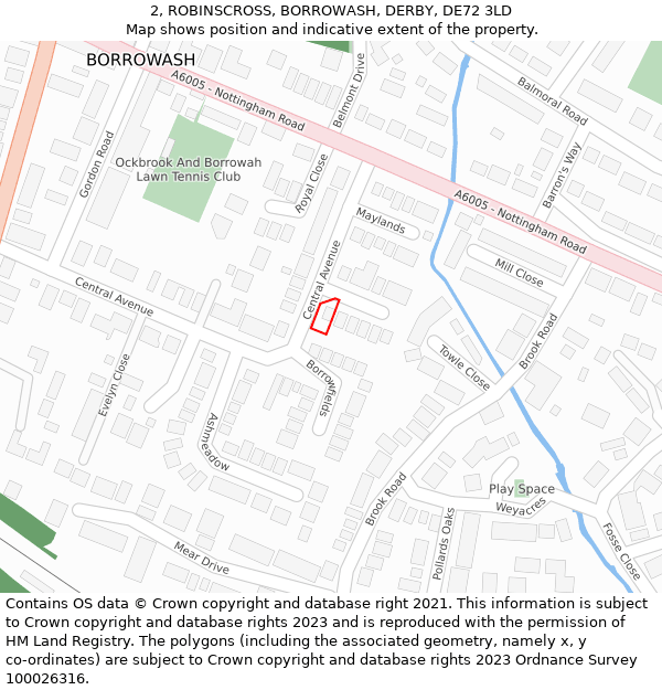 2, ROBINSCROSS, BORROWASH, DERBY, DE72 3LD: Location map and indicative extent of plot