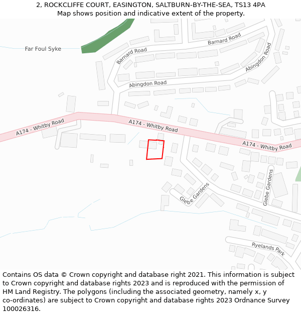 2, ROCKCLIFFE COURT, EASINGTON, SALTBURN-BY-THE-SEA, TS13 4PA: Location map and indicative extent of plot