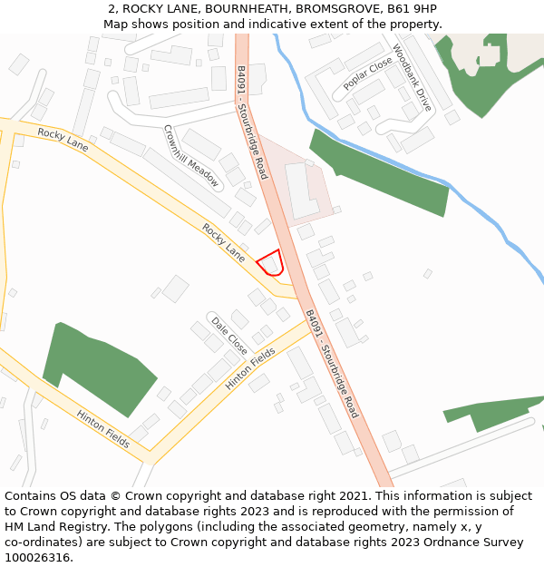 2, ROCKY LANE, BOURNHEATH, BROMSGROVE, B61 9HP: Location map and indicative extent of plot