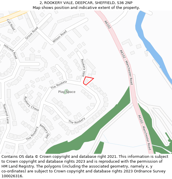 2, ROOKERY VALE, DEEPCAR, SHEFFIELD, S36 2NP: Location map and indicative extent of plot