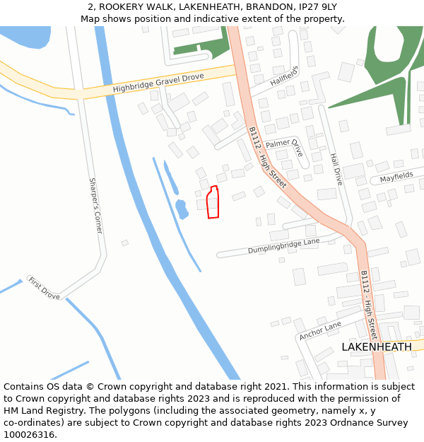 2, ROOKERY WALK, LAKENHEATH, BRANDON, IP27 9LY: Location map and indicative extent of plot