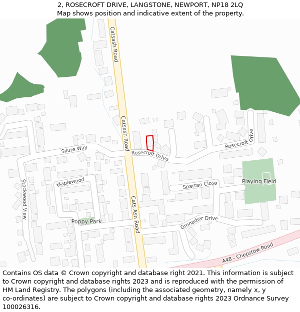 2, ROSECROFT DRIVE, LANGSTONE, NEWPORT, NP18 2LQ: Location map and indicative extent of plot