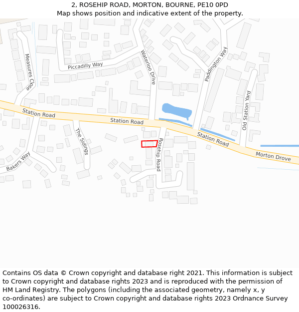 2, ROSEHIP ROAD, MORTON, BOURNE, PE10 0PD: Location map and indicative extent of plot
