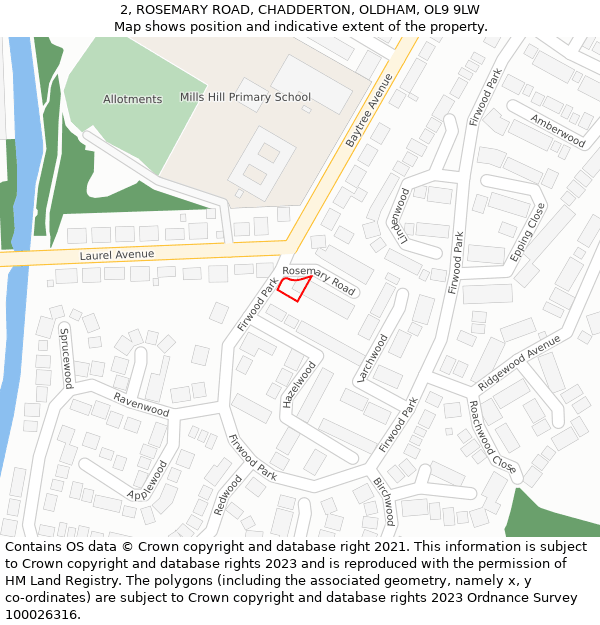 2, ROSEMARY ROAD, CHADDERTON, OLDHAM, OL9 9LW: Location map and indicative extent of plot