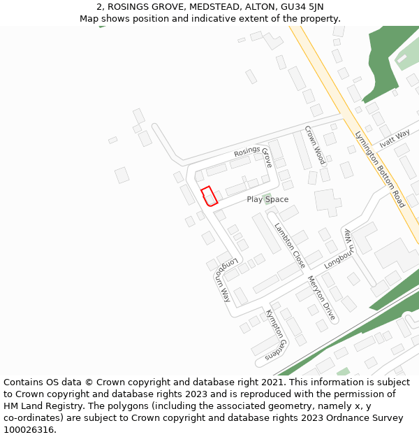 2, ROSINGS GROVE, MEDSTEAD, ALTON, GU34 5JN: Location map and indicative extent of plot