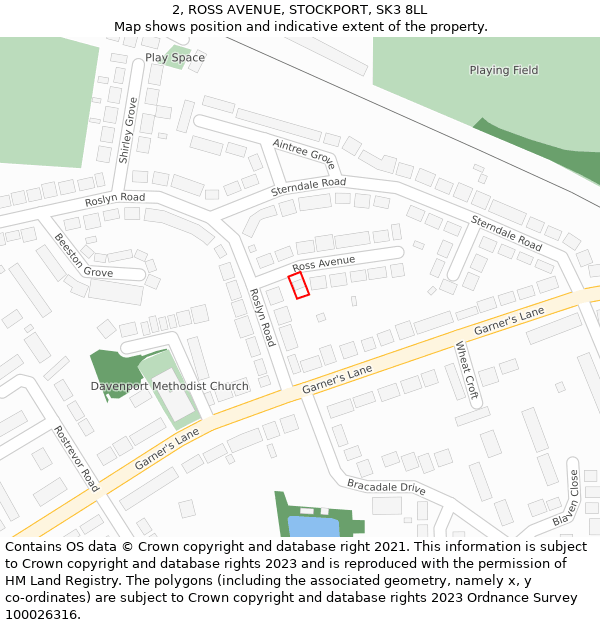 2, ROSS AVENUE, STOCKPORT, SK3 8LL: Location map and indicative extent of plot