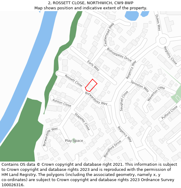 2, ROSSETT CLOSE, NORTHWICH, CW9 8WP: Location map and indicative extent of plot