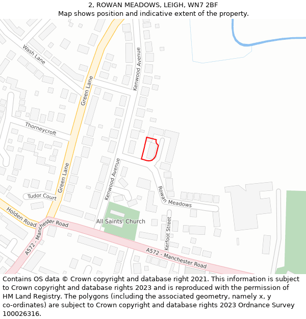 2, ROWAN MEADOWS, LEIGH, WN7 2BF: Location map and indicative extent of plot