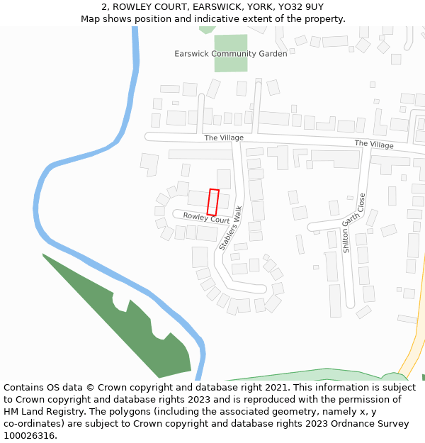 2, ROWLEY COURT, EARSWICK, YORK, YO32 9UY: Location map and indicative extent of plot