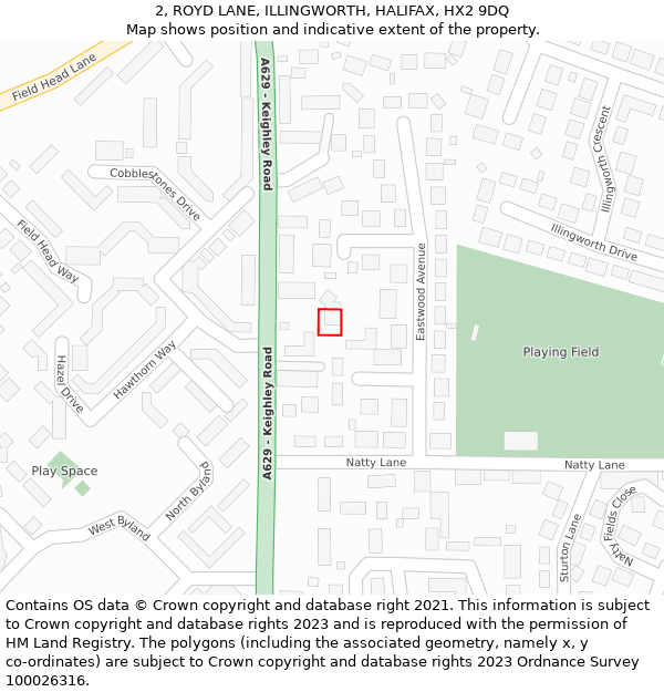 2, ROYD LANE, ILLINGWORTH, HALIFAX, HX2 9DQ: Location map and indicative extent of plot