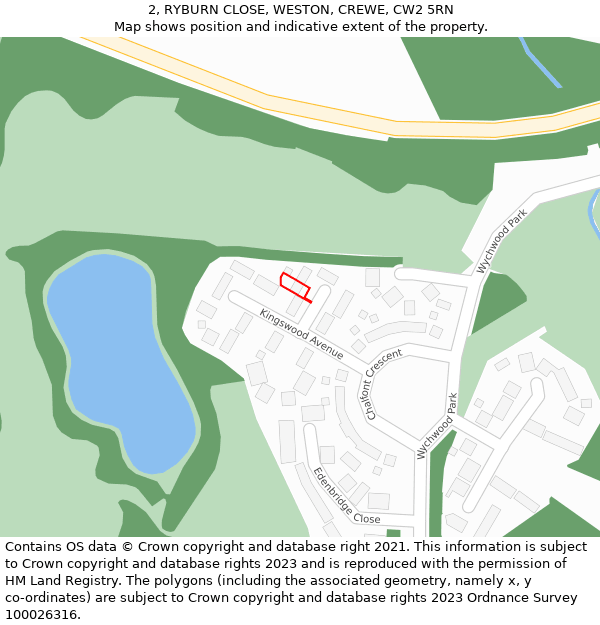 2, RYBURN CLOSE, WESTON, CREWE, CW2 5RN: Location map and indicative extent of plot