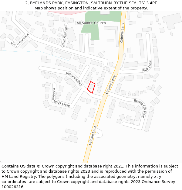 2, RYELANDS PARK, EASINGTON, SALTBURN-BY-THE-SEA, TS13 4PE: Location map and indicative extent of plot