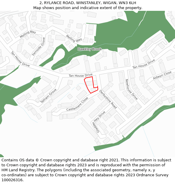 2, RYLANCE ROAD, WINSTANLEY, WIGAN, WN3 6LH: Location map and indicative extent of plot