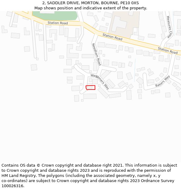 2, SADDLER DRIVE, MORTON, BOURNE, PE10 0XS: Location map and indicative extent of plot