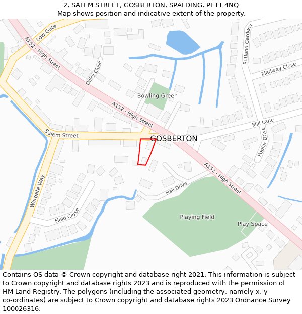 2, SALEM STREET, GOSBERTON, SPALDING, PE11 4NQ: Location map and indicative extent of plot