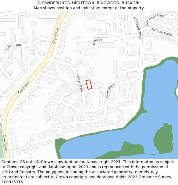 2, SANDERLINGS, HIGHTOWN, RINGWOOD, BH24 3RL: Location map and indicative extent of plot