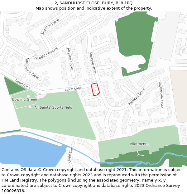 2, SANDHURST CLOSE, BURY, BL8 1PQ: Location map and indicative extent of plot