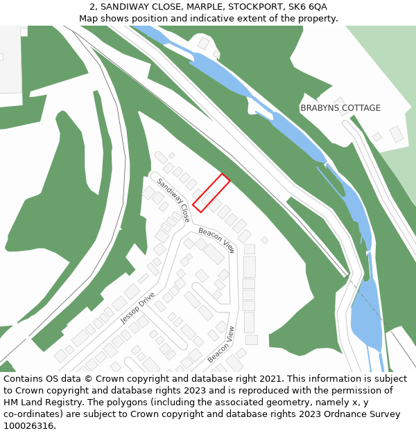 2, SANDIWAY CLOSE, MARPLE, STOCKPORT, SK6 6QA: Location map and indicative extent of plot