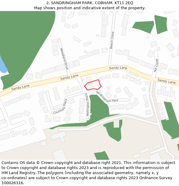 2, SANDRINGHAM PARK, COBHAM, KT11 2EQ: Location map and indicative extent of plot