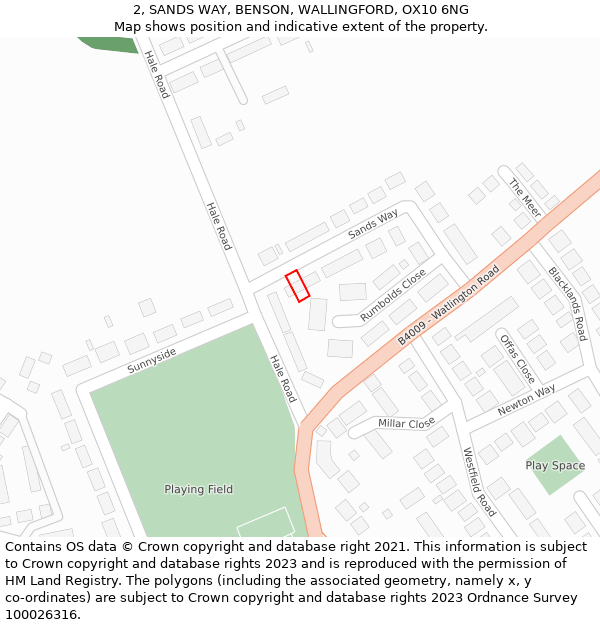 2, SANDS WAY, BENSON, WALLINGFORD, OX10 6NG: Location map and indicative extent of plot