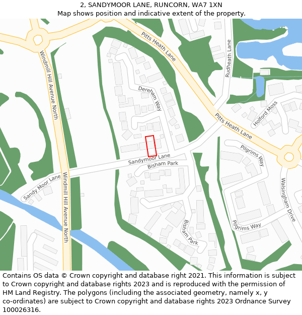 2, SANDYMOOR LANE, RUNCORN, WA7 1XN: Location map and indicative extent of plot