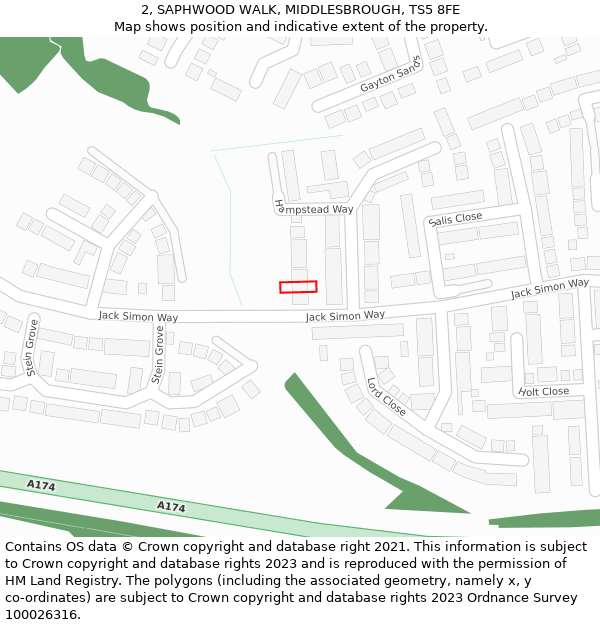 2, SAPHWOOD WALK, MIDDLESBROUGH, TS5 8FE: Location map and indicative extent of plot