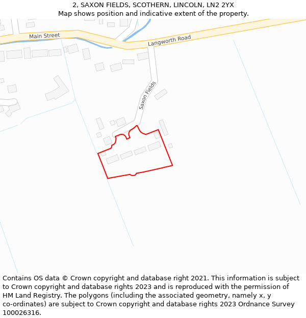 2, SAXON FIELDS, SCOTHERN, LINCOLN, LN2 2YX: Location map and indicative extent of plot