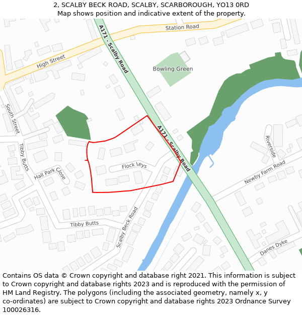 2, SCALBY BECK ROAD, SCALBY, SCARBOROUGH, YO13 0RD: Location map and indicative extent of plot