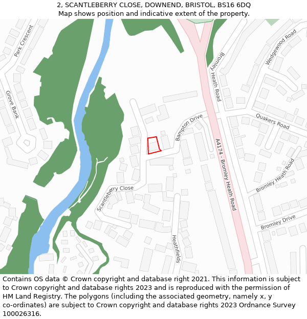 2, SCANTLEBERRY CLOSE, DOWNEND, BRISTOL, BS16 6DQ: Location map and indicative extent of plot