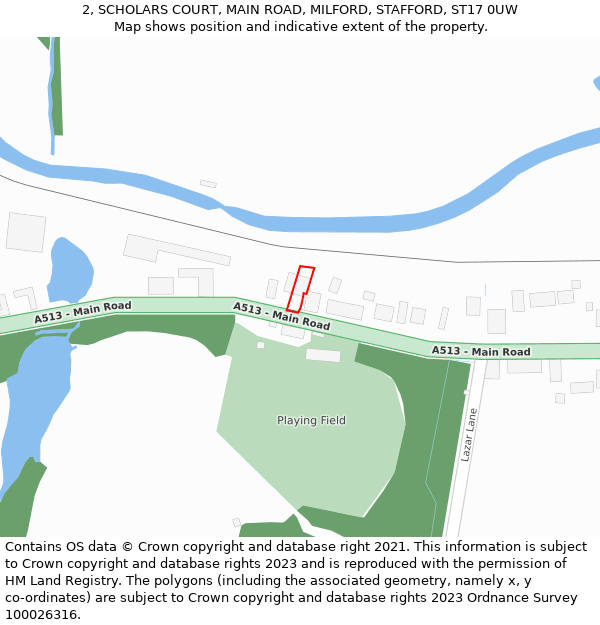 2, SCHOLARS COURT, MAIN ROAD, MILFORD, STAFFORD, ST17 0UW: Location map and indicative extent of plot