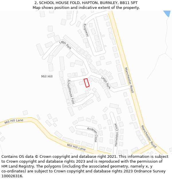2, SCHOOL HOUSE FOLD, HAPTON, BURNLEY, BB11 5PT: Location map and indicative extent of plot