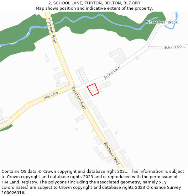 2, SCHOOL LANE, TURTON, BOLTON, BL7 0PR: Location map and indicative extent of plot